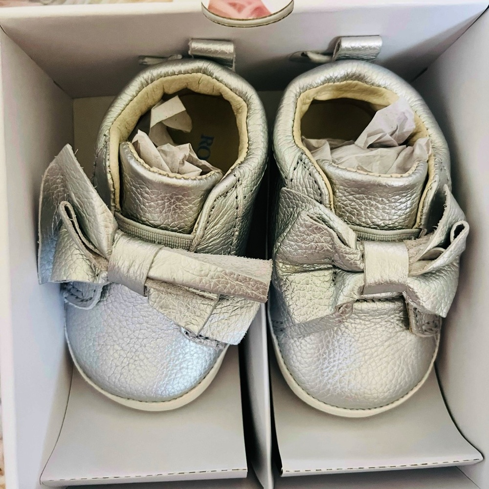 Robeez Aria Silver Leather Baby Shoes